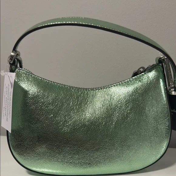 Kate Spade Green and Silver Crescent Shoulder Bag
